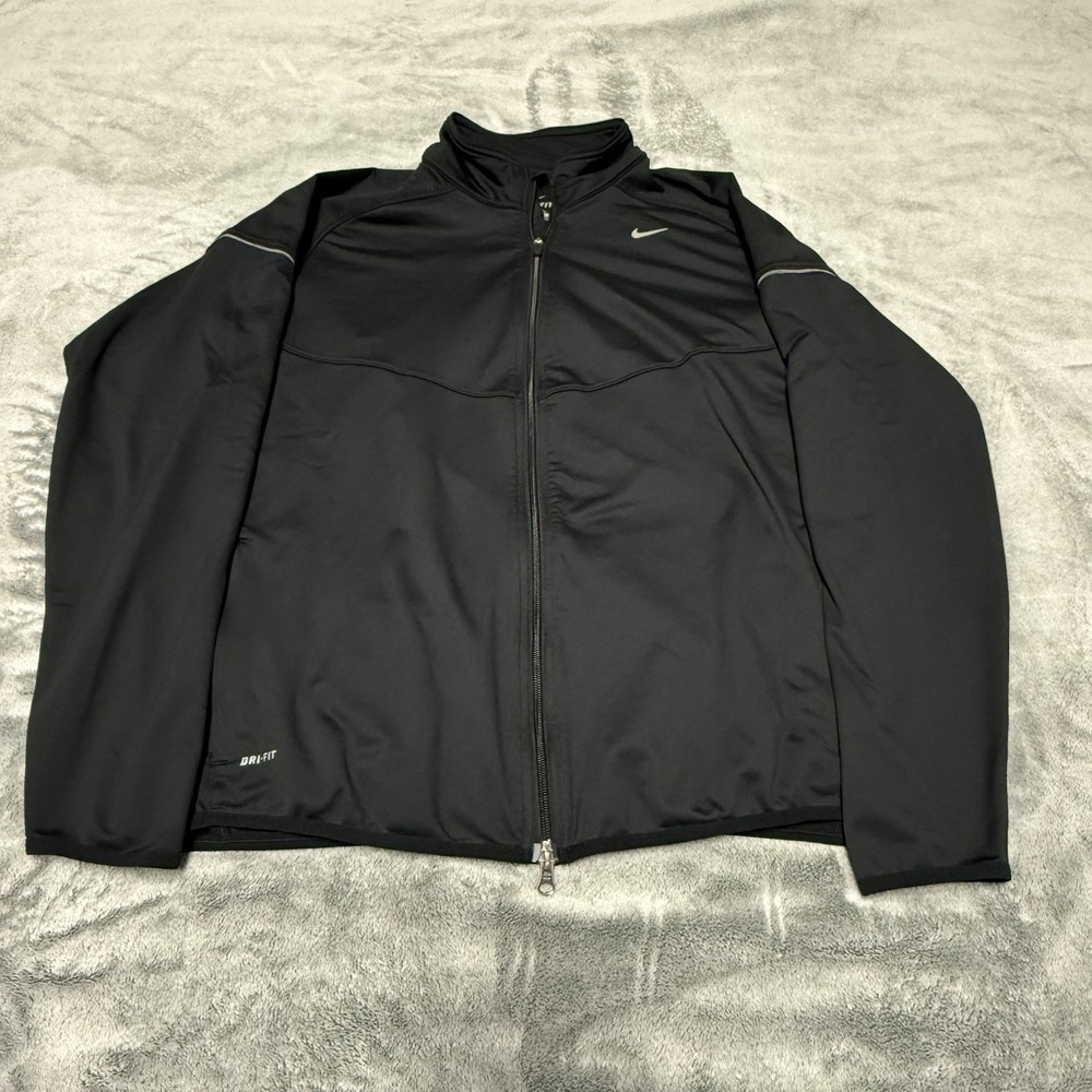 Nike Dri-Fit Running Jacket Men's XL Black Full Zip Stretch